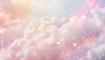 Sticker - Dreamy Pastel Clouds with Sparkling Light