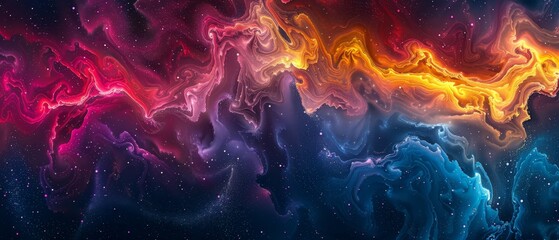Wall Mural - Abstract galaxy pattern, cosmic colors, vibrant and dynamic, copy space