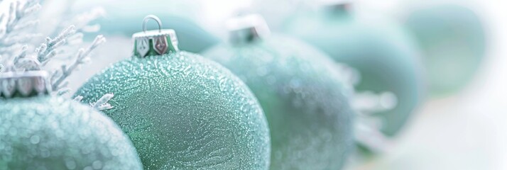 Poster - Exquisite Minimalist Christmas Ornaments in Emerald Green for Holiday Decoration, Featuring Eco-Friendly Velvet Textures - Late Morning Light