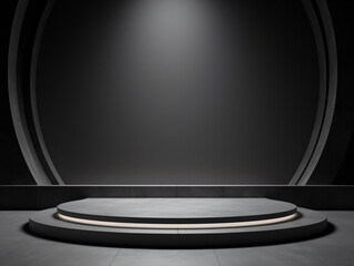 Poster - Dark Grey Concrete Podium for Product Display Background with copy space text for website