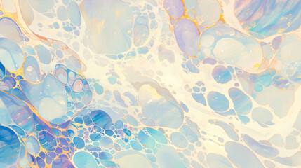 Poster - Abstract Blue and Gold Bubbles for Art Background with copy space text for social media