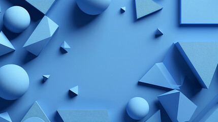 Poster - Blue Geometric Shapes for Minimalist Background with copy space text for website