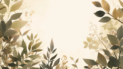 Poster - Brown Watercolor Leaves for Nature Background with copy space text for website