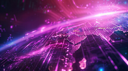 Aufkleber - Purple and Pink Digital Globe for Technology Background with copy space text for website