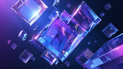 Poster - Blue and Purple Geometric Shapes for Abstract Background with copy space text for website