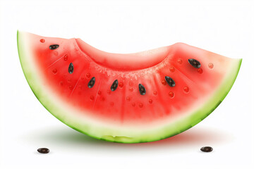 Wall Mural - A slice of fresh watermelon isolated on white background.