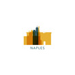 © Anastasiia - Naples skyline, downtown panorama logo, logotype. Italy city badge contour, isolated vector pictogram with palace, monuments, landmarks, castle
