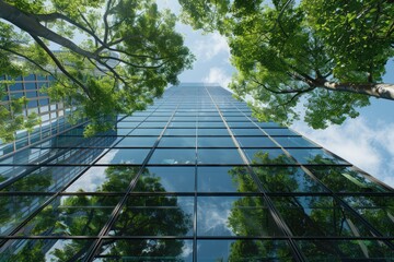 Canvas Print - Glass Building with Trees