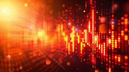 Poster - A bright orange background with red dots and lines. The red dots and lines are arranged in a way that creates a sense of movement and energy. Scene is dynamic and exciting