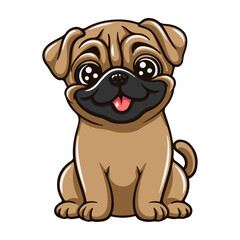 Wall Mural - an adorable pug sitting and smiling in a charming vector illustration. perfect flat art design isola