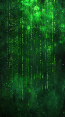 Poster - a green background with a lot of green lines and dots. the background is very bright and lively