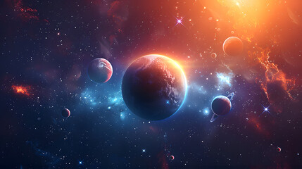 Wall Mural - Abstract planets and space background