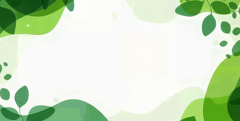 flowing green shapes with leaves on a light background