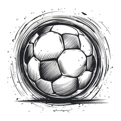 Wall Mural - Football monochrome ink sketch vector drawing, engraving style illustration
