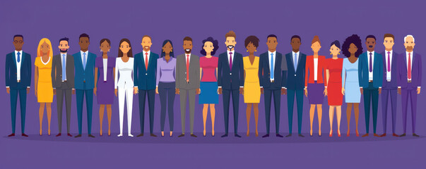 Poster - A group of people in suits and ties are standing in a line. Concept of professionalism and formality