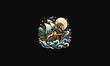 © josoa - lion on ship night moon vector artwork design