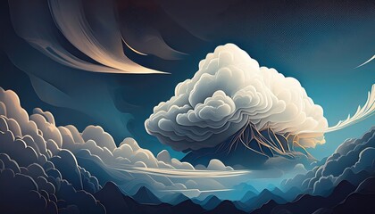 Canvas Print -  A Glowing Cloud Formation Resembling a Tree