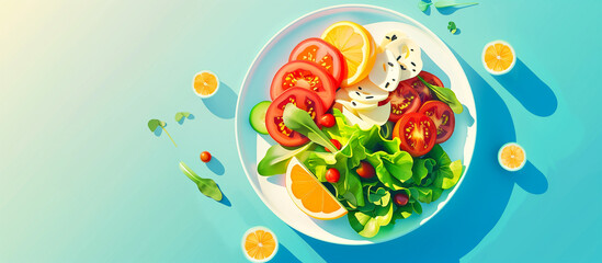 isometric healthy food nutrition concept
