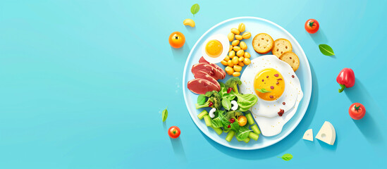 isometric healthy food nutrition concept