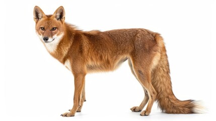 Wall Mural - Dhole full body clearly photo on white background , 