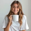 © ACE STEEL D - Ecuador Beautiful Girl Holding 15Oz Plain White Mug Mockup