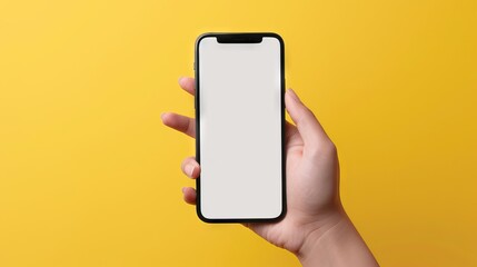 Wall Mural - Mockup iphone hand - clipping path , Studio shot of Smartphone iPhone 15 Pro Max with blank phone screen	
