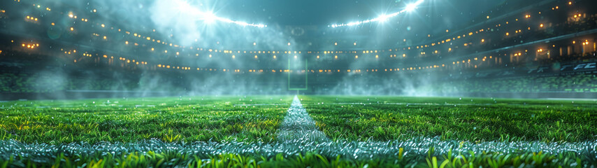 Poster - Empty Stadium Field With Bright Lights At Night