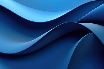 Wall Mural - curvy waving ribbons abstract background with folded textile ruffle, blue cloth macro