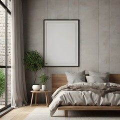 Wall Mural - Contemporary modern home space, clean minimalist interior, frame mockup, 3d rendering.