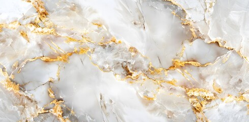 Poster - White Marble Texture With Golden Veins