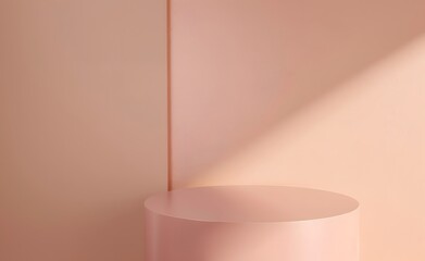 Wall Mural - Peach Colored Wall With Platform For Product Display