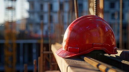 Wall Mural - The red construction helmet