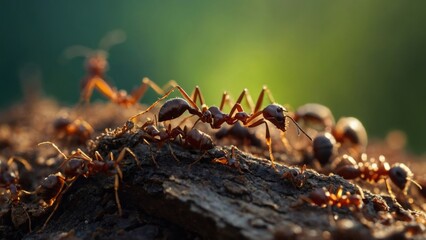 Wall Mural - Ants Utilizing Their Strong Mandibles for Various Tasks in the Colony