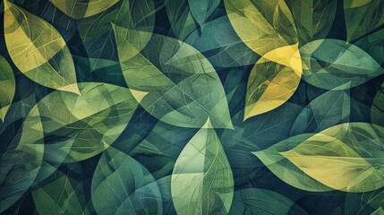 Poster - Create an abstract background inspired by nature, using leaf-like shapes and natural colors to evoke a sense of organic beauty and tranquility.