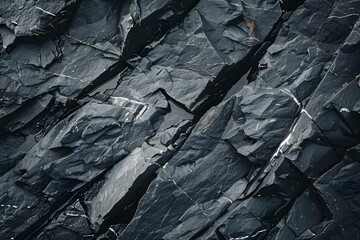 Sticker - Dark Grey Slate Rock Surface Texture with Water