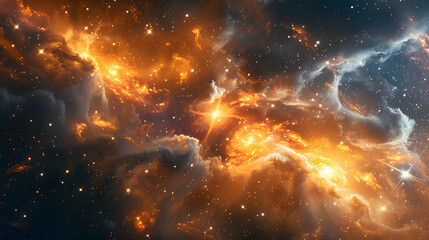 Wall Mural - illustration of a space cosmic background of supernova nebula and stars, glowing mysterious universe