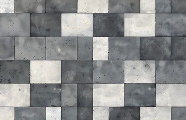 Poster - Grey and White Paver Tiles Seamless Pattern