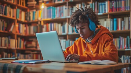 Canvas Print - The student studying in library