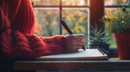 Wall Mural - The hand in a red sweater