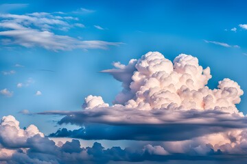 Wall Mural - blue sky with soft fluffy pink clouds