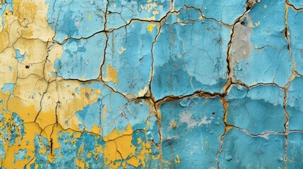 Poster - Abstract background of a painted cement wall with cracks and textured surface