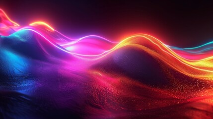 Sticker - A colorful wave of light with a dark background