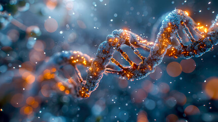Poster - DNA structure model on black background. Abstract background