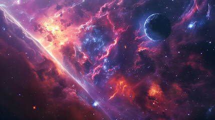 Wall Mural - nebula in outer space, planets and galaxy