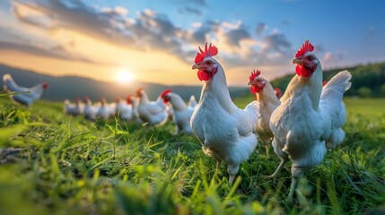 Poster - The chickens at sunrise