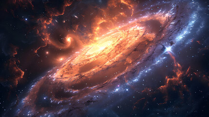 Wall Mural - space background with spiral galaxy and stars