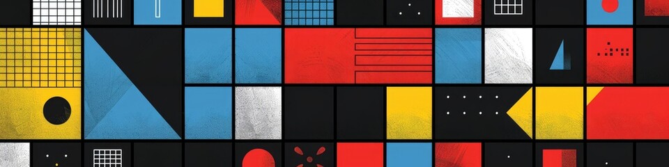 Sticker - A colorful collage of squares and rectangles with a black background