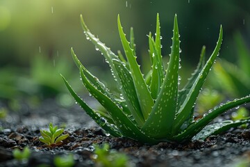 Aloe vera plant with healing properties, suitable for wellness concepts.