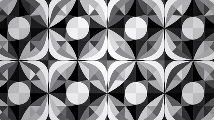 Wall Mural - Monochromatic Geometric Pattern in Black and White Tones