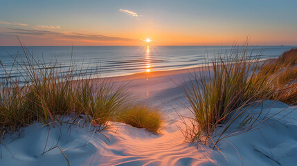 Wall Mural - Sunset at the dune beach